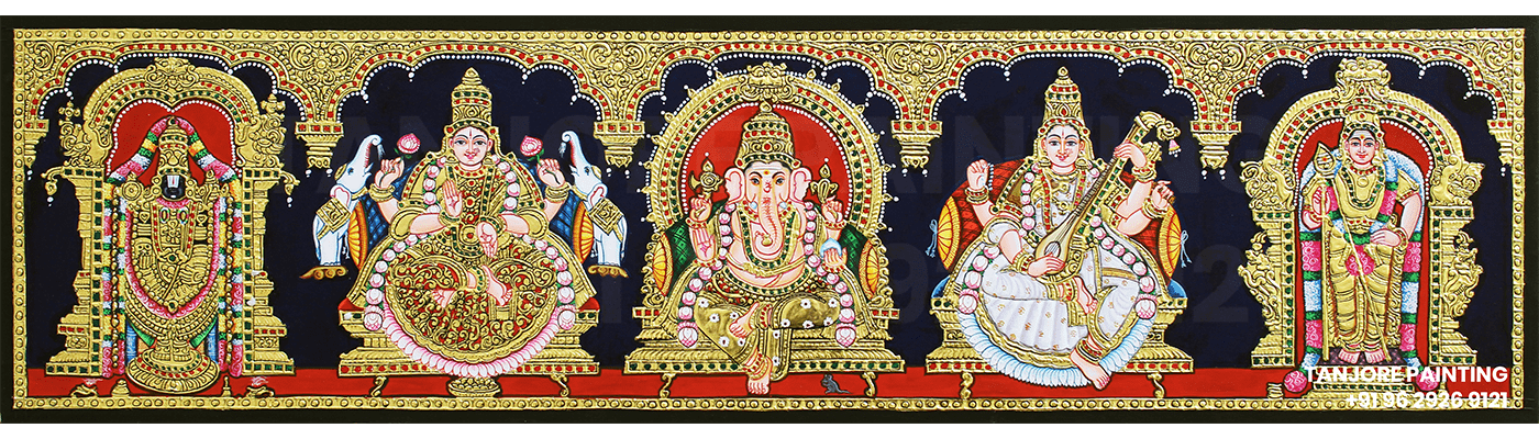 perumal-lakshmi-vinayagar-saraswathi-murugan-tanjore-painting