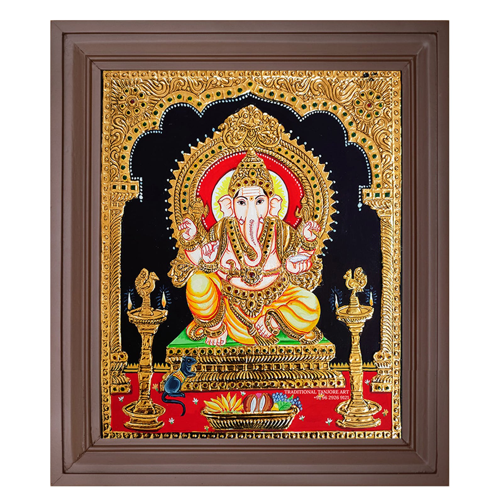 ganapathy temple raja alangaram tanjore painting
