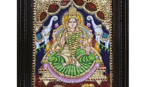 Traditional Gajalakshmi Tanjore Painting – A Symbol of Wealth, Purity, and Divine Grace