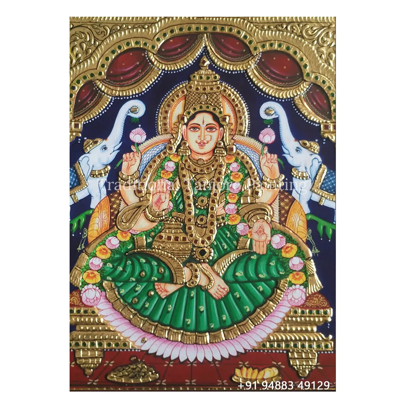 gaja lakshmi tanjore painting