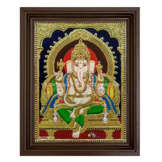 ganesha tanjore glass painting