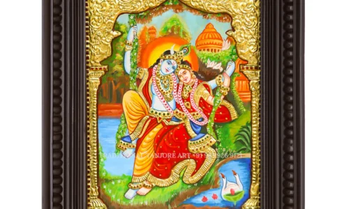 The Divine Love of Radha Krishna Captured in Timeless Tanjore Painting Art