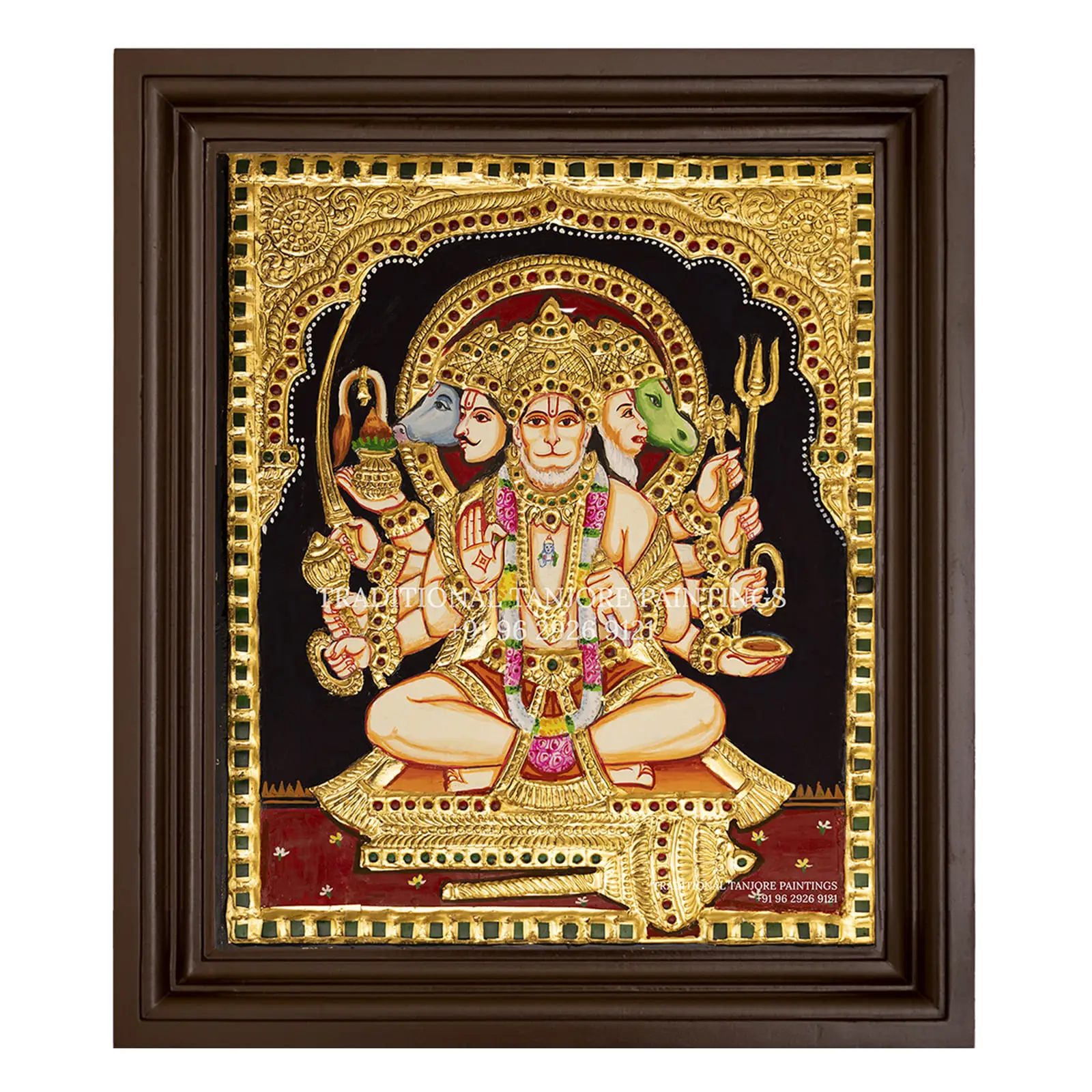 panchmukhi hanuman tanjore painting