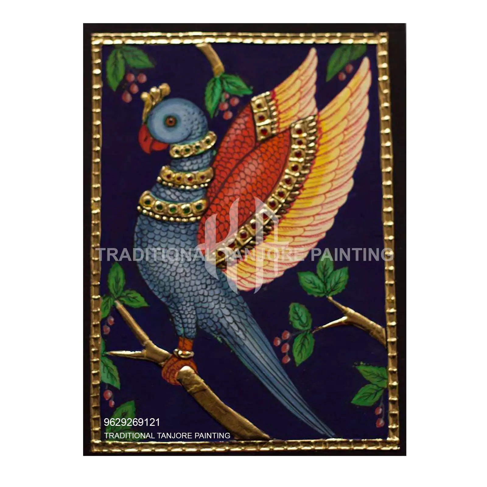 parrot tanjore painting traditional