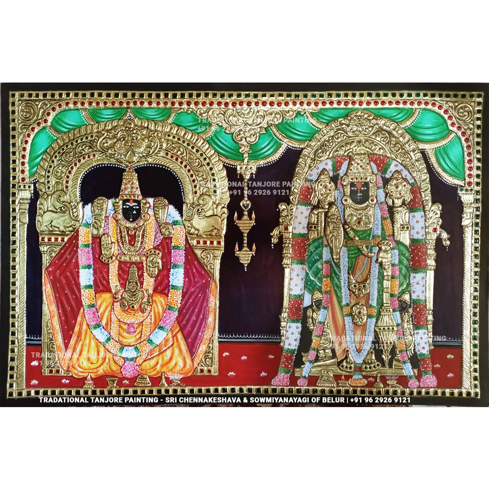 Chennakesava Perumal | Belur Sowmiyanayagi (Belur) | Tanjore Painting | Traditional