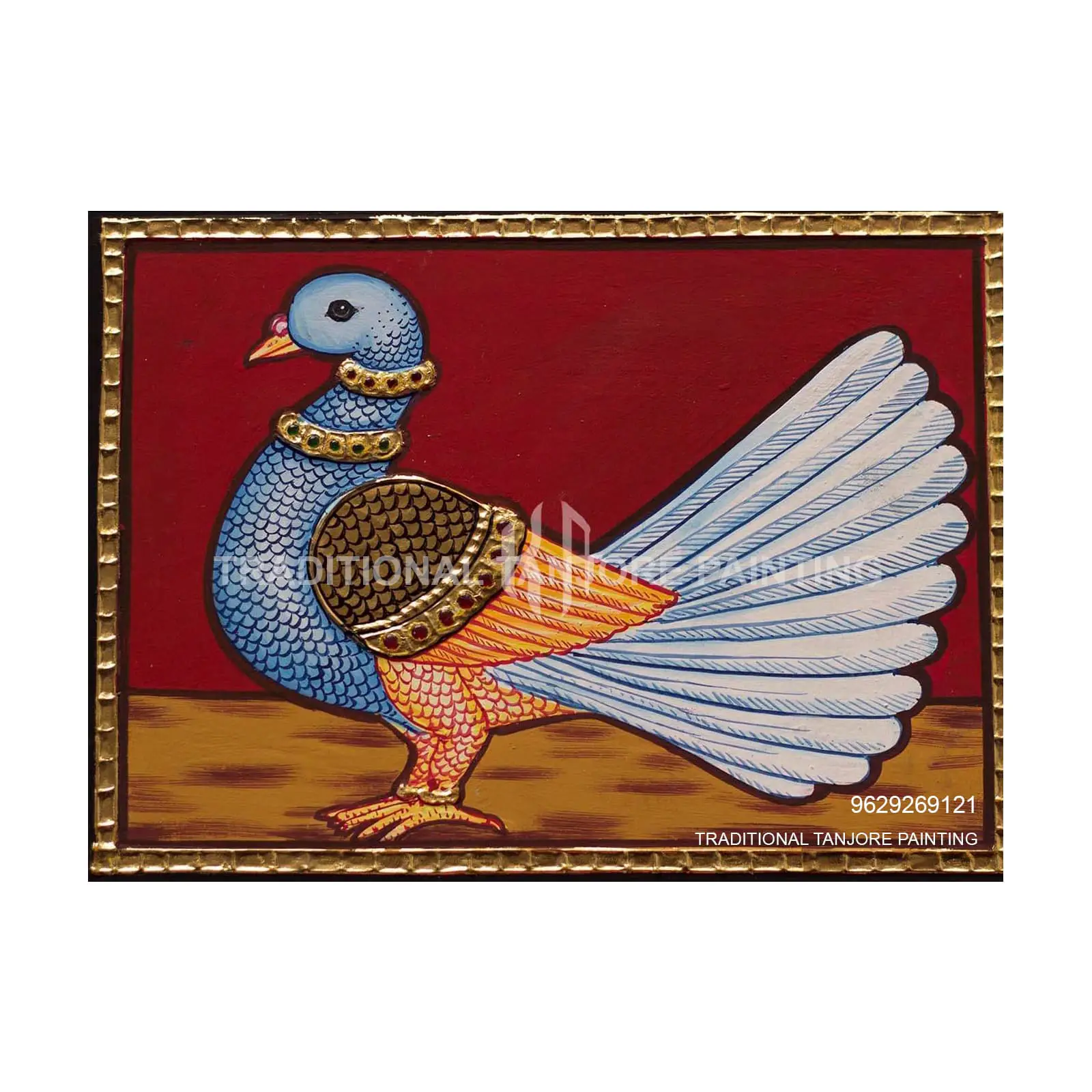 Pura | Dove | Tanjore Painting | Traditional