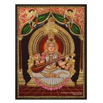 Saraswathi 3D | Tanjore Painting | Traditional