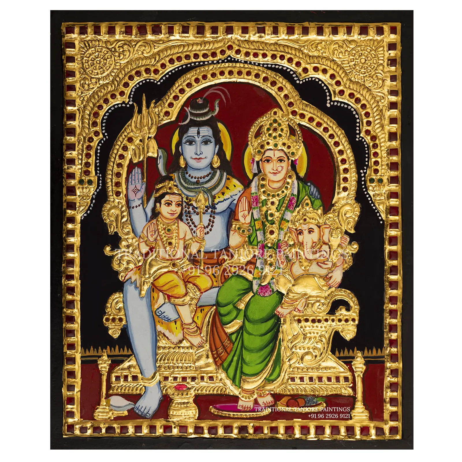 shiva family thanjavur paintings