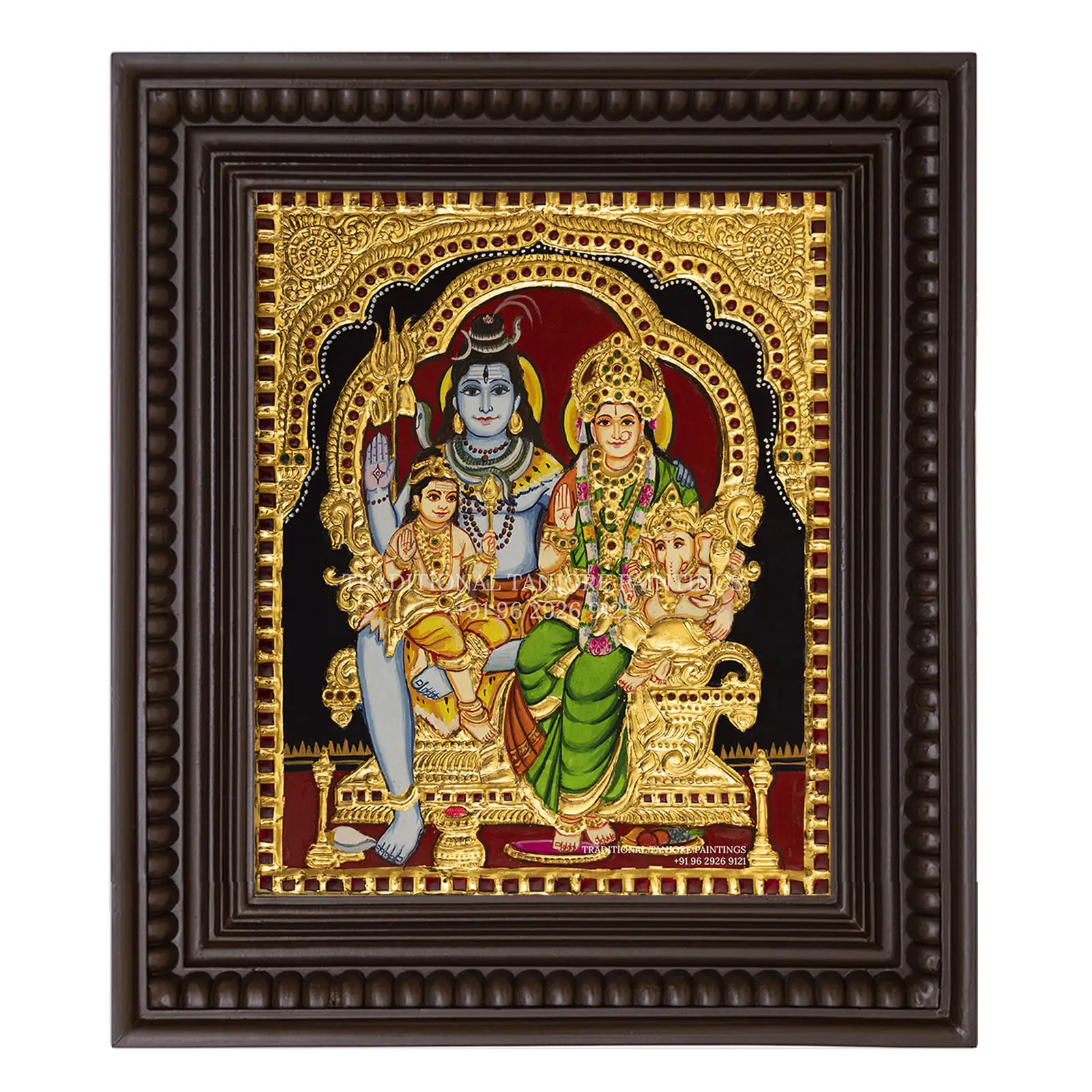 shiva parvathi family tanjore painting